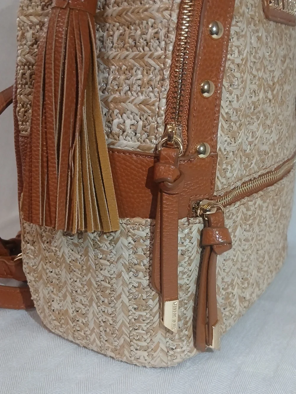 Steve Madden Woven Straw Mini Backpack NWOT